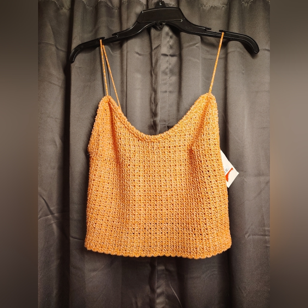 Zara Orange Ribbed Sleeveless Camisole